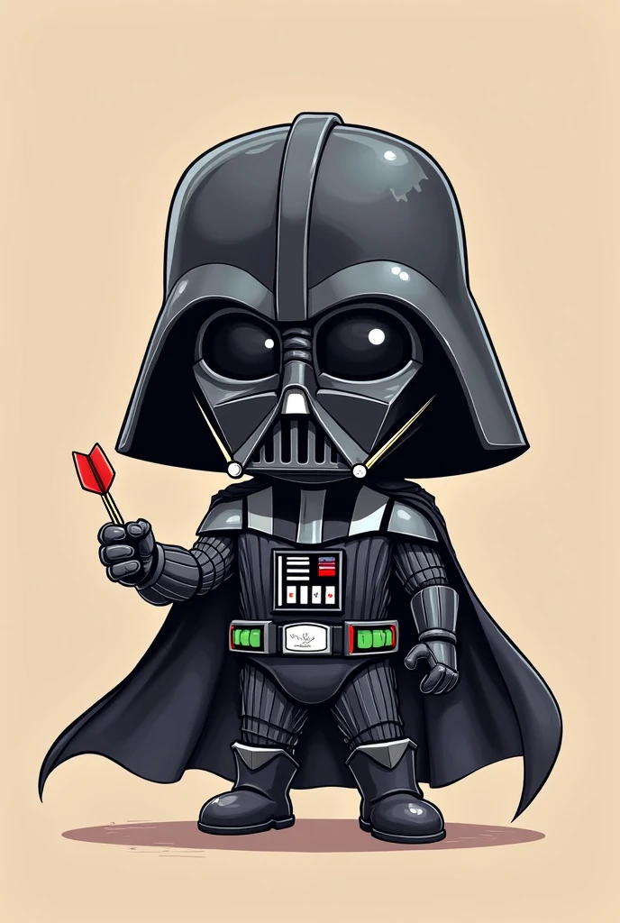 (masterpiece, newest, best quality:1.2), anime, cartoon, chibi Darth Vader in a battle station, holding a red light saber, BREAK vector art, pop art, 2D, deformation