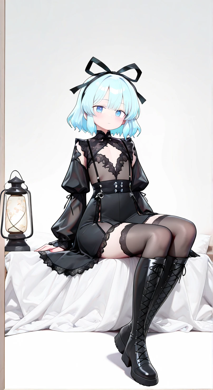 tmasterpiece，1girll，独奏，Cat ears，Double tail，hair on one eye，demon_Wings，little breast，Blue_Eyes，Be red in the face，with her mouth open，Low wing，（（Torn stockings）），（（standing on your feet））