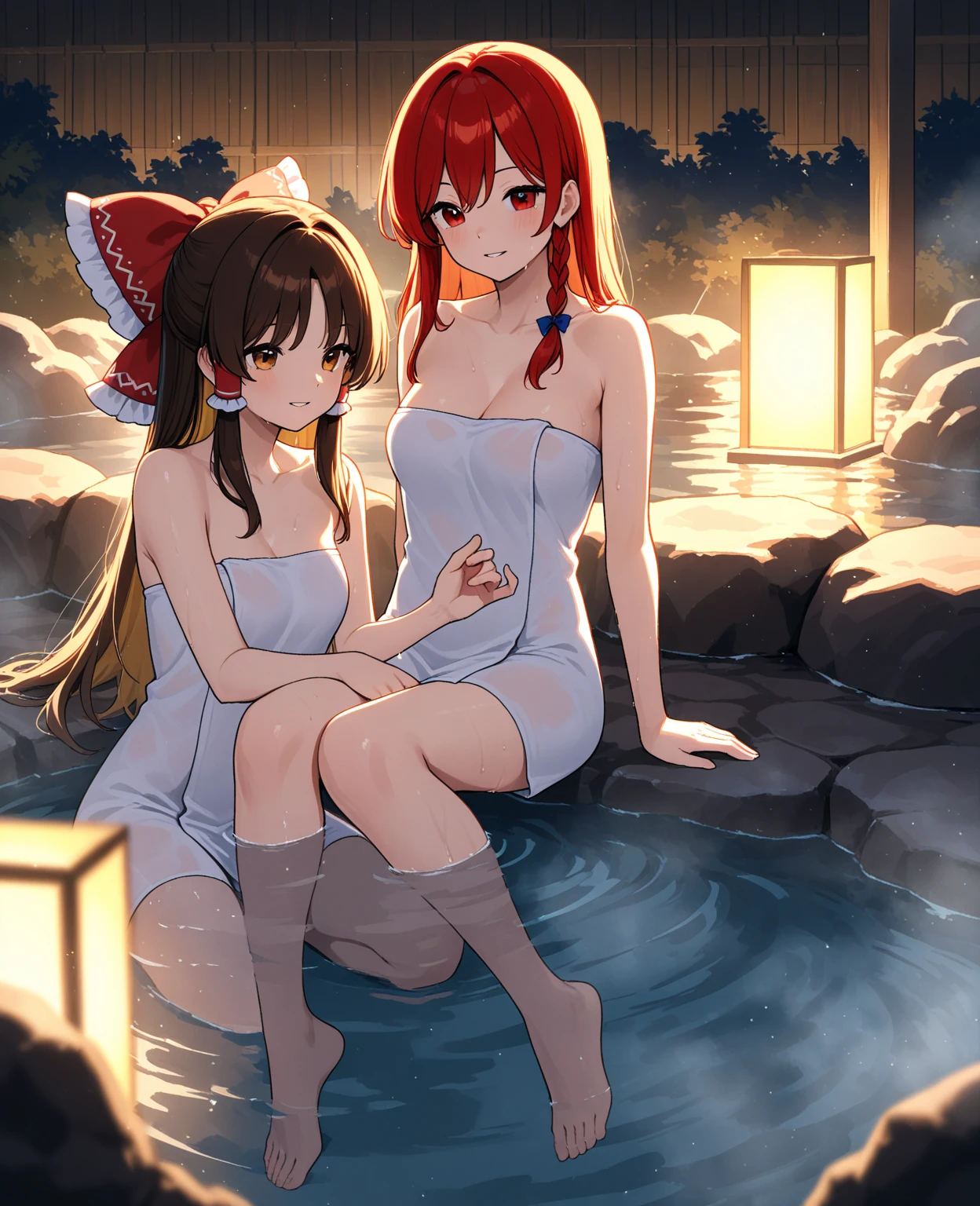 (masterpiece、Highest quality)、(Japan favelas、Old and dirty hot spring town)、((Beautiful night view))、((Big bath))、(Full nudity、Pussy、12 years old、two cute naked girls、smile、fun)、((Unsanitary and dim))、Shady Red Light District、shaved ice、Sale of drinks、(stage、Everyone is having fun bathing)、smile、Happy schoolchildren、Perfect Anatomy