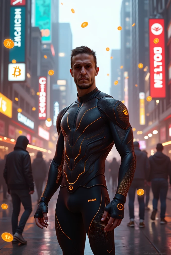 Create a 3D male character waving his hand with a mechatronics logo on his chest