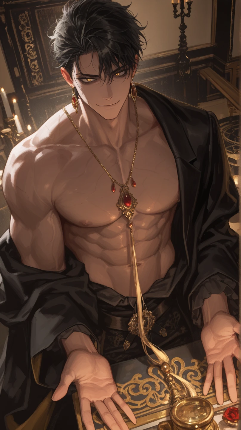 (Homem moreno musculoso:1.2),[Intense lighting:1.1+realce nas cores:1.1],sem camisa, close-up, bronzeado, olhar penetrante, master part, melhor qualidade, high resolution: 1.4), circunstanciado, detalhes intrincados, 4k,  arte de linha, linhas finas, sem preenchimento, fundo branco.
