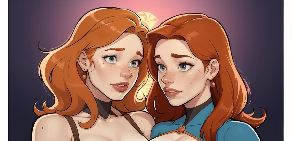 Beautiful portrait mode pose Cartoon character in dynamic pose two women together with freckles on their faces Disney princess Queen Anna of Arendelle with 1,60cm on the left and together with a symmetrical body and beautiful breasts, corpo bem definido, delicado e sensual, estilo de desenho animado, digital illustration Portrait mode a close up of two women Cartoon style digital illustration in bikinis in front of a mountain, artegerm e lois van baarle, artegerm e atey ghailan, modelo uniforme | artegerm, artegerm e Genzoman, artegerm comic, como visto em artegerm, artegerm e wlop, artegerm and rossdraws style digital illustration cartoon style