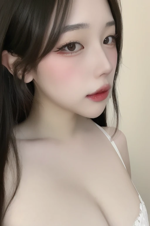 Korean Makeup, smile, K-POPアイドル、Thin eyebrows、Pixie Cut,((Upper Body)),(((nsfw))),((naked)),(Emphasize the chest)