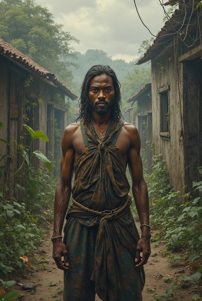 Cannibal indigenous man in a forest