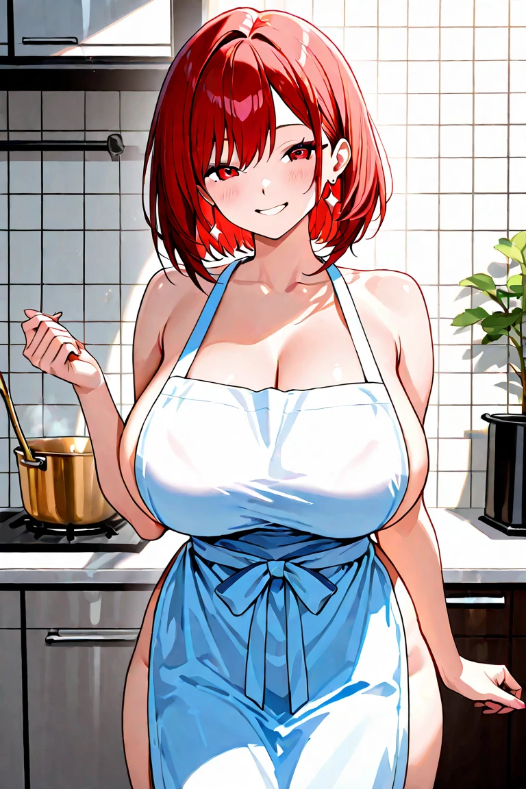 Woman showing pouty breast in tight bikini big breasts cooking showing nipples