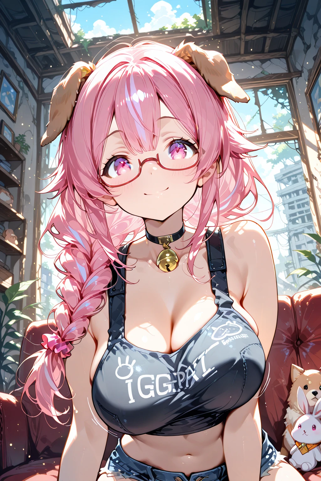 1 Female,Golden Hair, ,((Annoyed expression)),Beautiful breasts,Sweater knit,Stylish,,(Look forward)(((Blushing、Surprised expression)),(((Braid))),((( Upper body portrait)))Frameless Glasses,blue eyes,(((The front hair is even)))(())sexy bra、Camel Toe、Giant tit、Nipple Puffs、Cleavage、Plump、Super big breasts、Super big butt