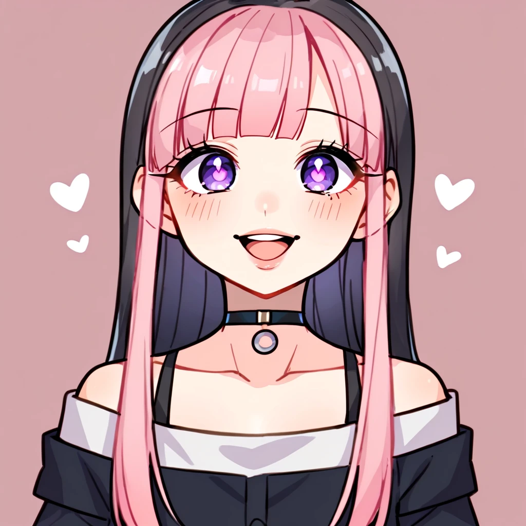 score_9, score_8_up, score_7_up, a full body girl, happy, Excited, ((portrait)), ((curvilinear)), ((twitch emote)), (((pretty face))), long hair, hits, silver and pink hair, ((silver and pink hair)), ((black hair)), lovely purple eyes, big eyes, Anime Eyes, eye pencil, long eyelashes, soft and full lips , choker, joyería, crop top, (Jelly Art Style :0.2), ((anime style:0.8)), twitch emote,