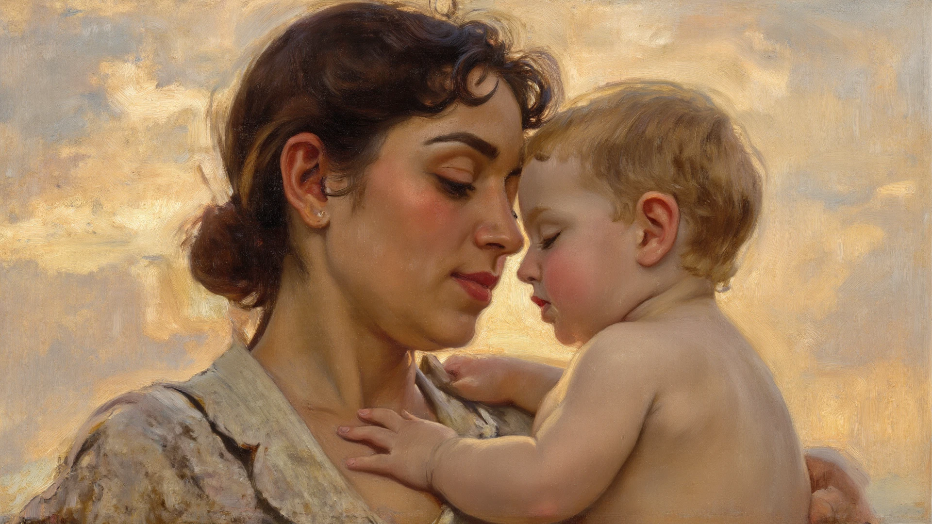 Queen crying with child in her hand