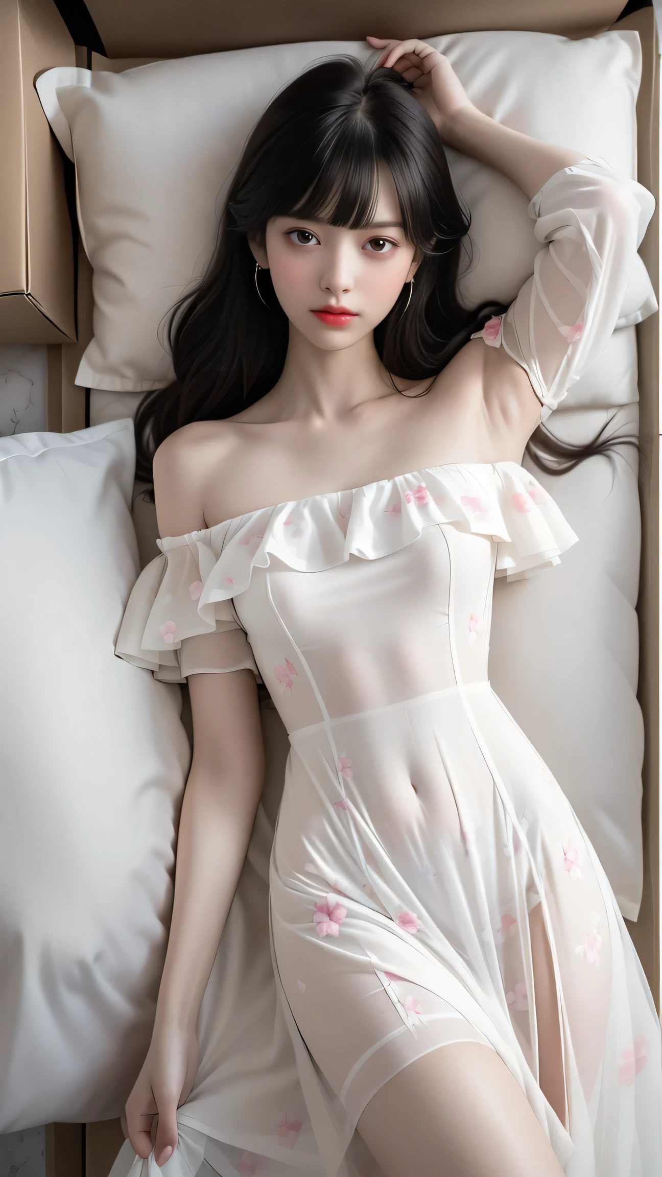 ((You may be one person to the world but you may also be the world to one person, paradox, Adrian Ghenie, jenny saville, edward hopper, dark art by James Jean, Takato Yamamoto)),(RAW photo, best quality), ((Nostalgia,1980s syle)),(A girl with a literary atmosphere:1.2),(realistic, photo-realistic:1.3), extremely delicate and beautiful, Amazing, finely detail, masterpiece, ultra-detailed, highres,best illustration, best shadow,intricate,depth of field,1girl,(long legs:1.4),long hair,messy hair,((((low key,dark scene,dimly lit)))),fat,(((soft lighting:1.4))),(pale skin:1.4),(shy smile),(cinematic angle),sharp focus, volumetric fog, 8k UHD, DSLR, high quality,( film grain:1.4), Fujifilm XT3,(looking at viewer)