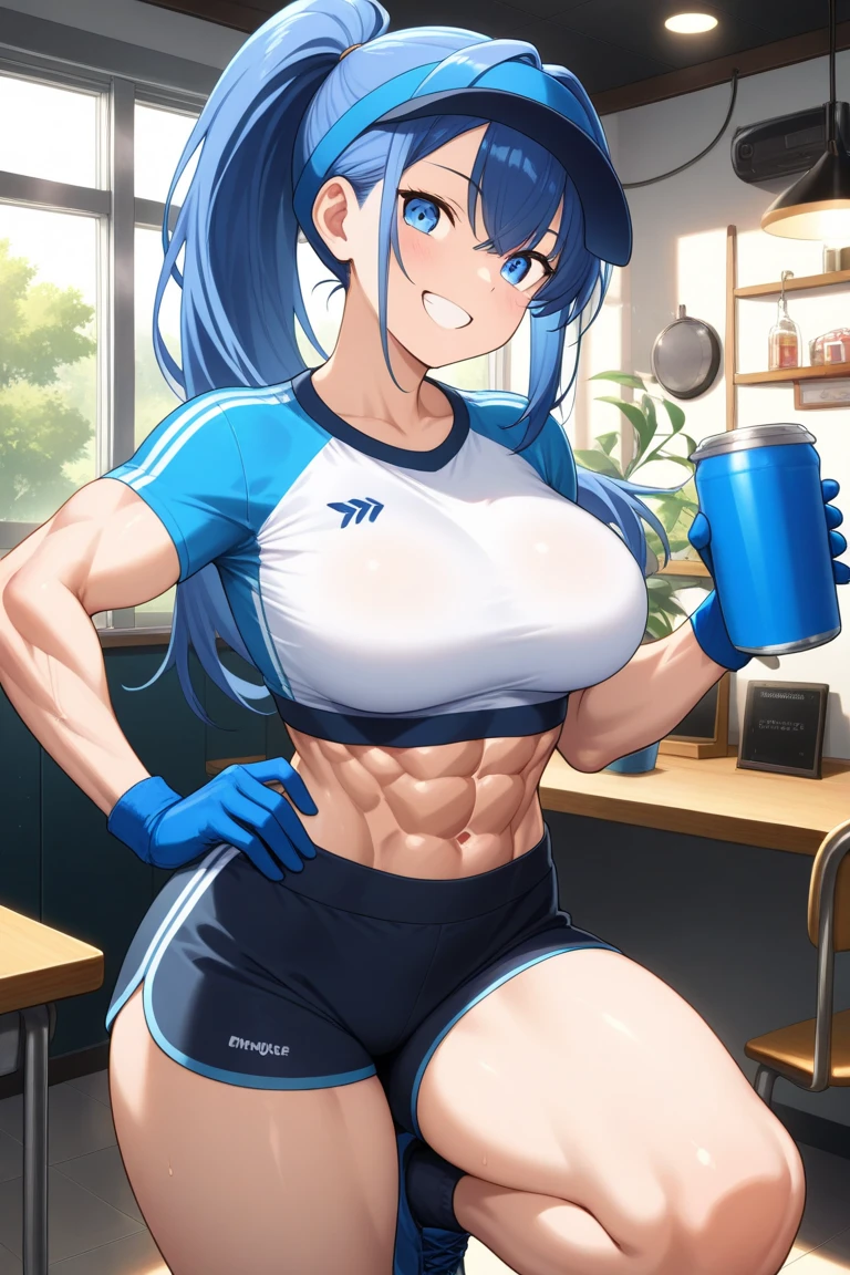 score_9、score_8_up、score_7_up、score_6_up、score_5_up、score_4_up、evaluation_Explicit、 break (1 girl、Huge chest and huge biceps)、Dark-skinned woman、Sports bra and shorts、At the gym、Sweaty、I have a water bottle。 break 18 歳、Skin Dentition、Muscular woman、Punk Rocker