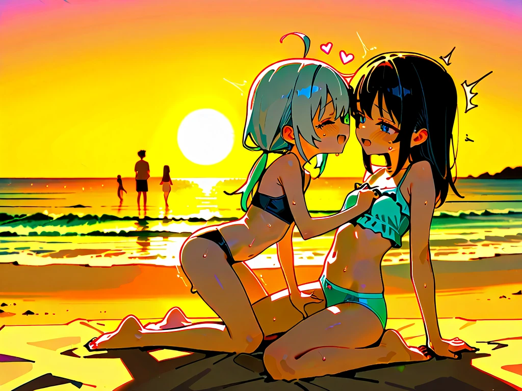 2 anime girls comparing there tans