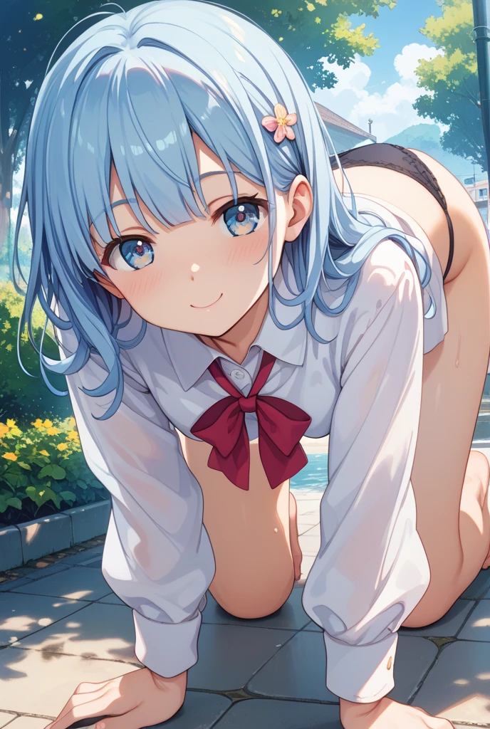 mio aikatsu, mio minato aikatsu, flat chest, (((nude))), beach, breast out, nipple out, vagina out, ((masterpiece)), (((((from below))))), ((focus on vagina)), (((((spread legs))))), (((((open legs))))), sitting, (((((10 years old))))), smile, pool, best quality, big areola, big nipple, puffy nipple,