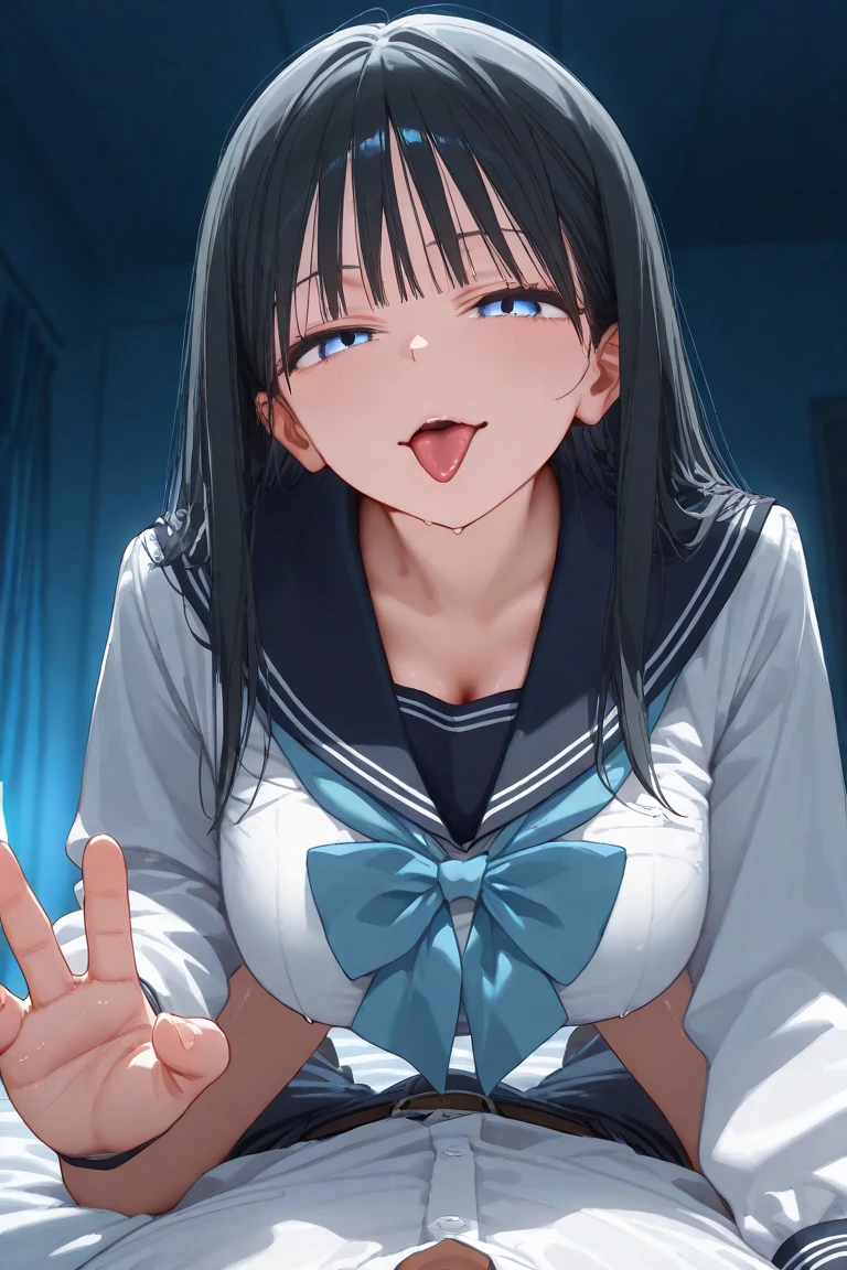 finest, masterpiece, High resolution, A pretty 20-year-old girl and a man with an erect penis、sailor suit、random hairstyles、A woman touches a penis for the first time、small breasts(:2.0)、Woman gives handjob to penis、Having sex with a woman's hand、Embarrassed and crying expression、dynamic angle、A room filled with cute little things、heavy breathing、sweaty bangs、A realistic penis for the viewer、Viewers ejaculate large amounts of semen onto women's faces、The woman's face is covered in semen、