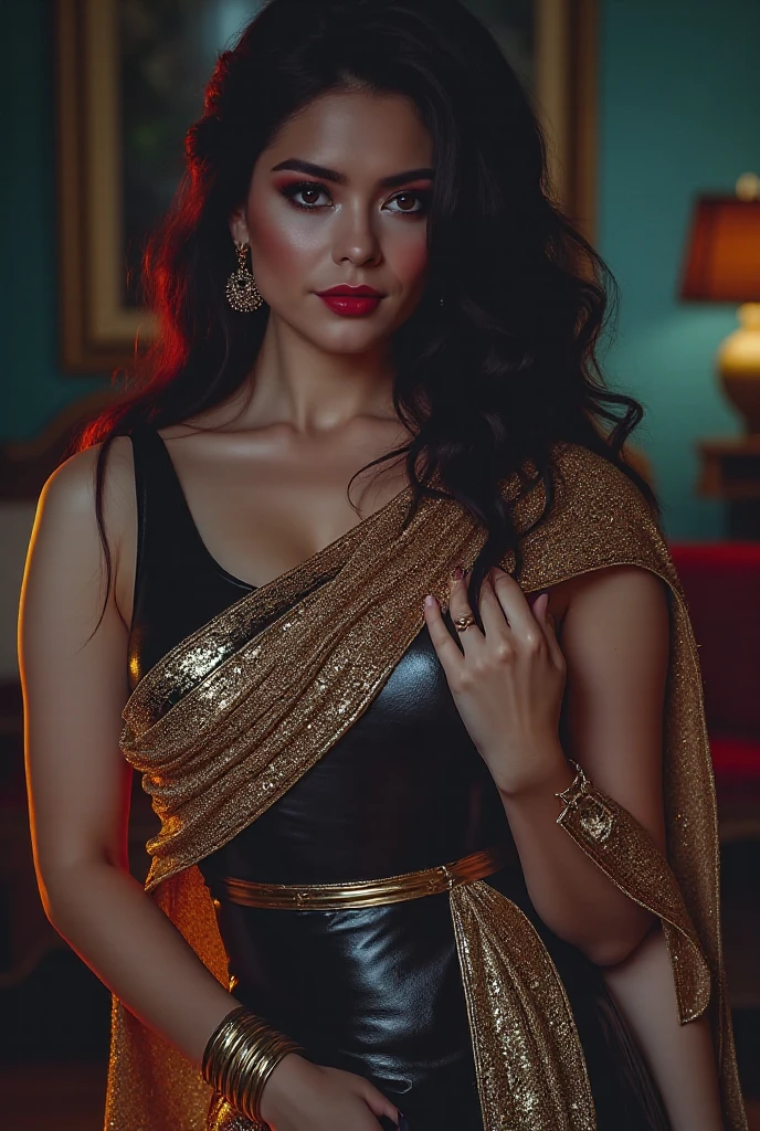 mujer vientre plano cabello largo recogido, (Indian girl),beauty, indian, beautiful sexy women, , extremely detailed , jaw-dropping beauty, big boobs deep cleavage sexy , big boobs deep cleavage, sexy indian women, massive boobs in , high quality raw photo, excellent composition, Front View, Full Body, Head to Feet, Photoshoot, Bombshell, scary vampire girl, black magic, Wet Shakira, Mature Old Aged Stunning Elder Singer Shakira in Lipstick ,((Wearing Tight Slim Super Long Deep Chocolate Brown Shiny Metallic Vampire Latex Mermaid Long Gown ))(cinematic lighting, cinematic colors, masterpiece, high detailed, best quality, photorealistic, ultra realistic, 8k hdr:1.2