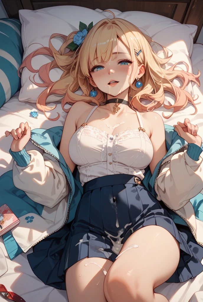 anime artwork, score_9, score_8_up, score_7_up, score_6_up, score_5_up, score_4_up, Himiko toga, big breasts, she is 24 years old, style_3, ,,, yellow eyes , , , , _, , Her usual outfit consists of a plain seifuku with a Kansai collar, cardigan with a long hem and cuffs,. grey background, visible panties, sit, cameltoe