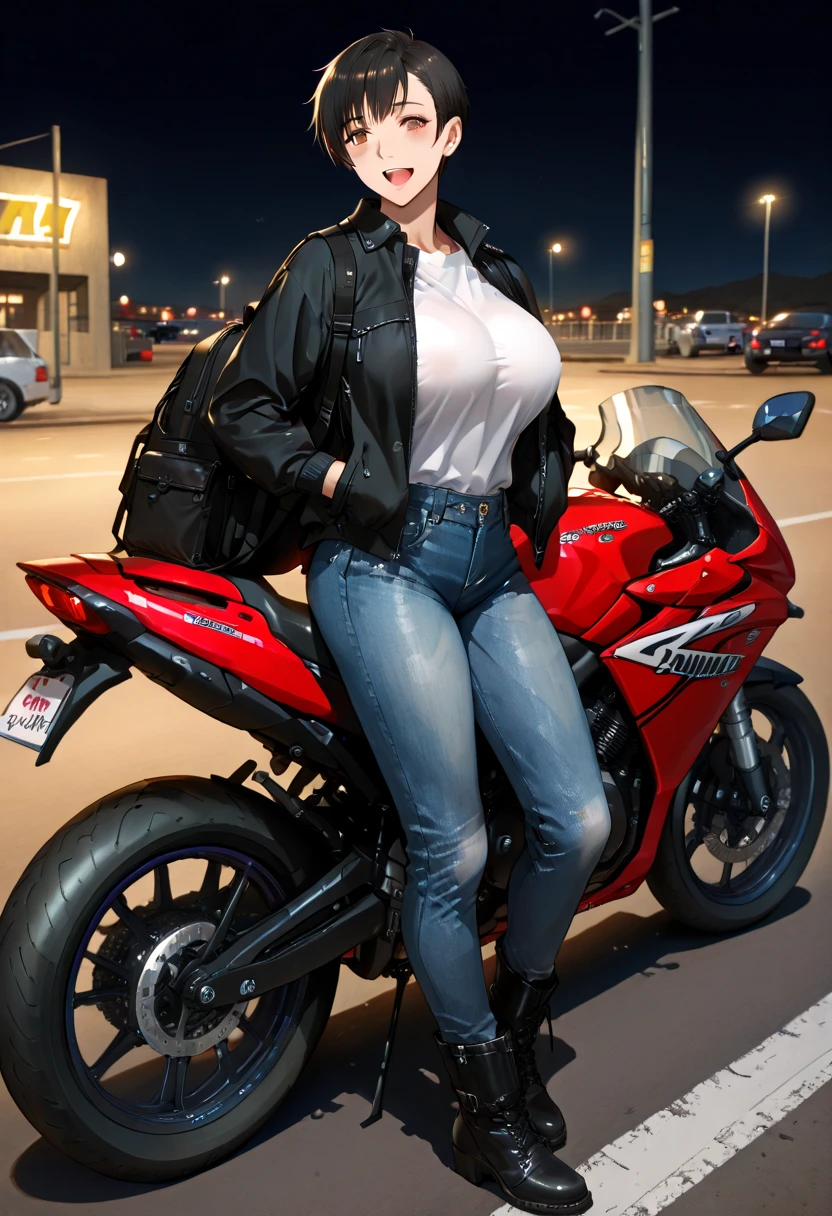 Big city Street, hi-tech motorcycle, Sexy cyborg girl riding on motorcycle, french braid, blonde hair, beautiful figure, Magnificent Anatomy, (Best quality, 4K, 8k, HDR, A high resolution, masterpiece:1.2), absurdity, masterpiece, ultra detailed, (realistic, photorealistic, photorealistic:1.37), (complex parts:1.12), (hyper detailed, hyper realistic, Soft lighting, spicy:1.2), (complex part, Hyper detailed:1.15), Smooth skin,