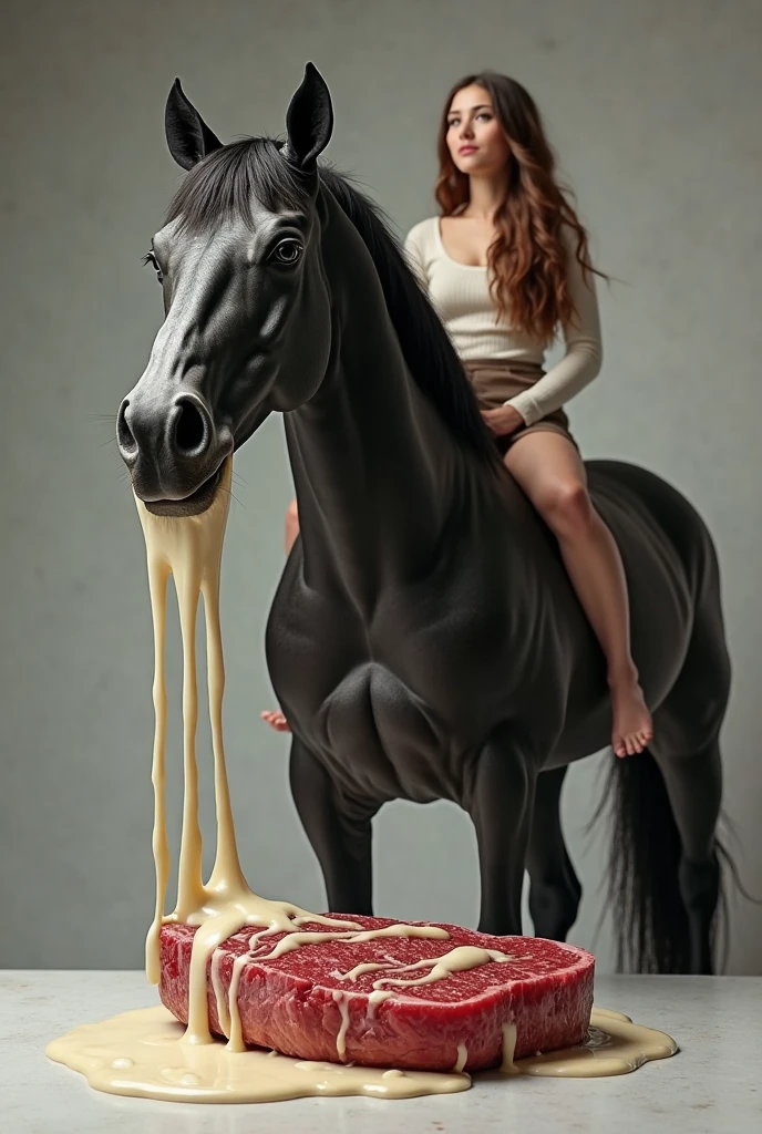 1girl, green hair, medium hair, yellow eyes, forehead, centaur, taur, horse ears, lips, milf, mature female, curvy, black shirt, medium breasts , looking at viewer, light smile, full body, simple background, <lora:add_detail:0.6>, masterpiece, best quality, <lora:centaur:1>, masterpiece, best quality,incredibly absurdres, 1girl,