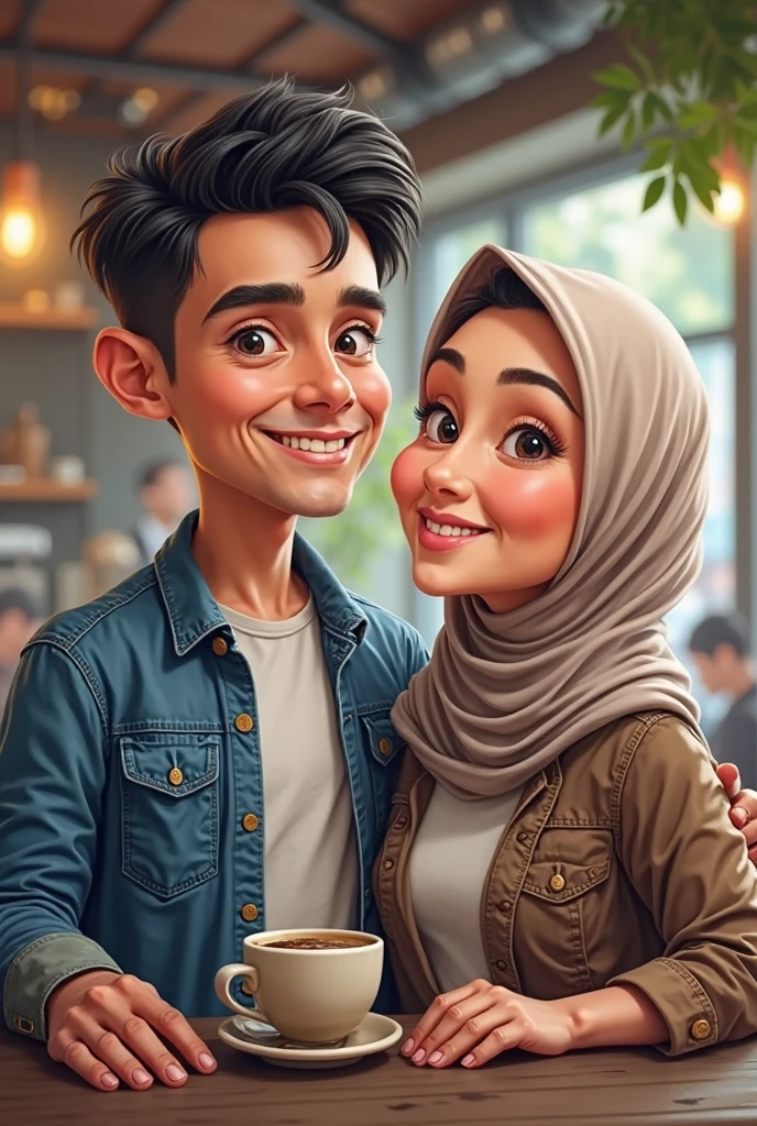 cartoon couple sitting on a bench in a park with trees, digital art cartoon, cartoon artstyle, realistic cartoon, cartoon digital art, in cartoon style, cartoon art style, cartoon art, cartoon digital painting, realism artstyle, caricature illustration, photorealistic!!!!!!! art style, happy couple, cartoon style illustration, cartoon portrait, potrait, digital cartoon painting art, couple