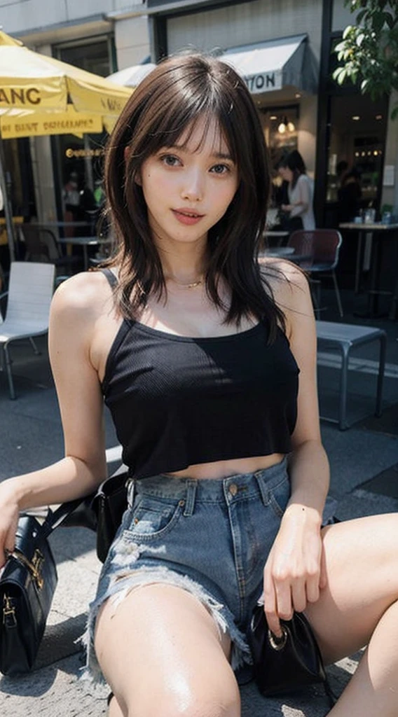 analog film photo, photo of an adolescent punk, female, amber eyes, layered emo bob cut, tan complexion, Japanese ethnicity, tall stature, voluptuous hourglass figure, busty bosom, full wide hips, plump round buttocks, wearing a crop top and a plaid skirt, posing on a Tokyo rooftop, RAW Photograph, dslr, soft lighting, high quality, film grain, Fujifilm XT3, detailed skin with visible pores, insane details, masterpiece, 8k, 35mm photograph, dslr, kodachrome, faded film, desaturated, grainy, vintage, Lomography, stained, highly detailed, found footage, close-up shot