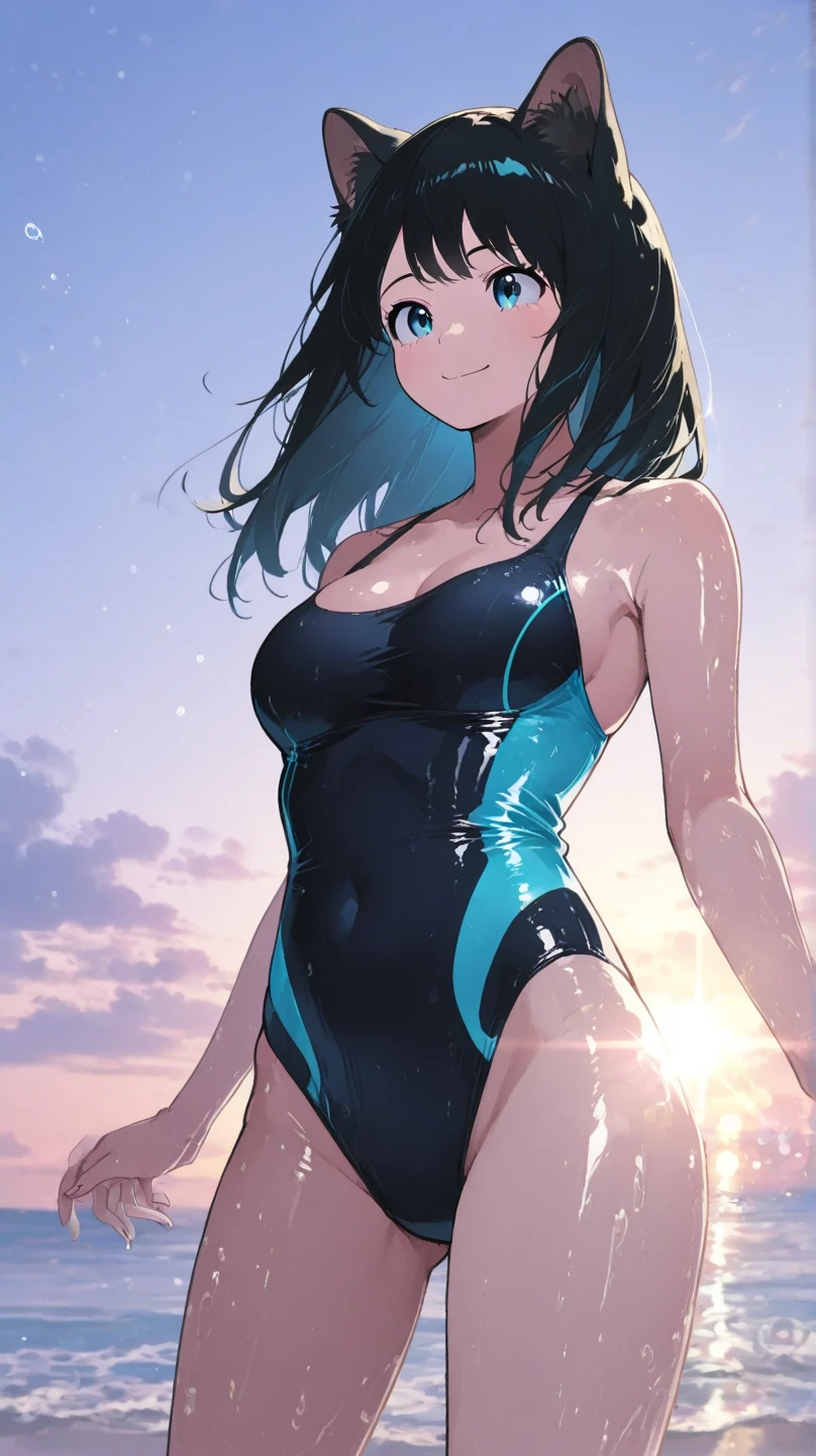 Mulher Branca, corpo em forma ,nua, muito bonita, rosto detalhado, stop at a water park
