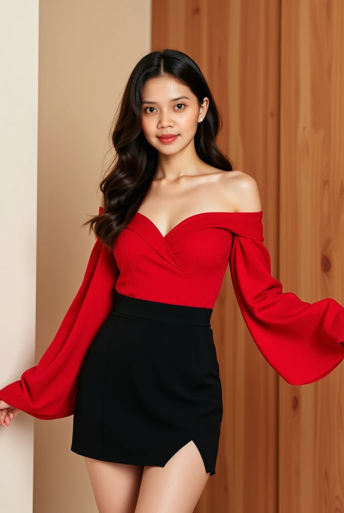 (​masterpiece, best quality:1.5), highest quality, High resolution, super detailed, Realists, Full body photo of a beautiful young European brunette woman, detailed and beautiful brown eyes, very detailed eyes and face, longeyelashes, the young woman wears a long red tank top with thin straps made of shiny satin and long tight white pants, beautiful natural makeup, Beautiful necklace Elegant and classy々Pose, Gardens as background, soft daylight, bright colors, fine brushstrokes, shiny fabric for clothing, beautiful color palette, glowing skin, First-class rendering, that captures every detail, enchanting atmosphere, subtle shadows and lights, (perfect ???????:1.2), (The stunning young woman stands in a clothing store and is excited about the selection, browse through the clothes, (magnificent panorama view:1.2)