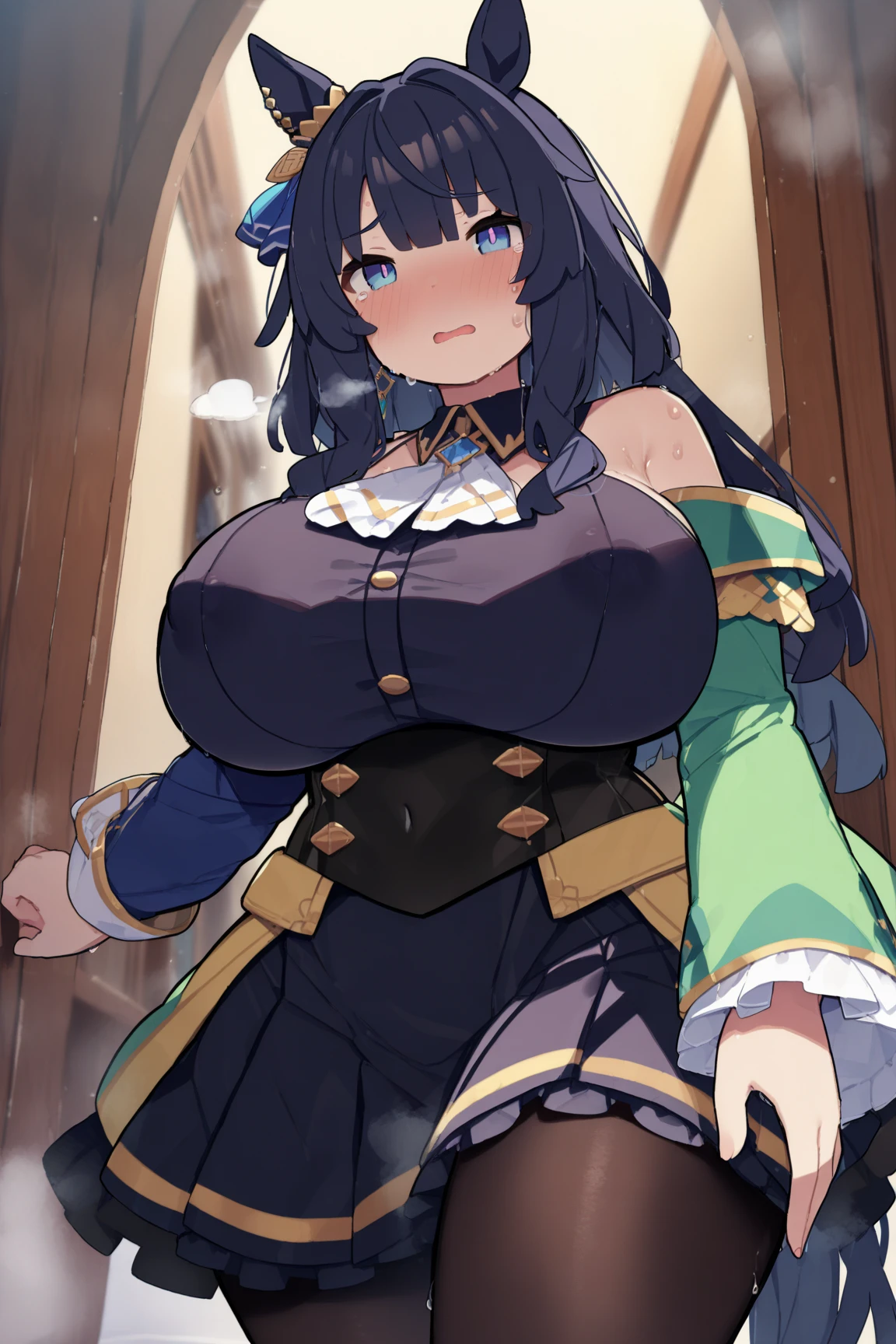 SFW, 1 girl, beautiful and sexy woman, masterpiece, best quality, Uniforms, back to her house, Gorgeous busty woman, huge breasts, wide hips, Beautiful bare thighs, Beautiful schoolgirl, Very sexy uniform,