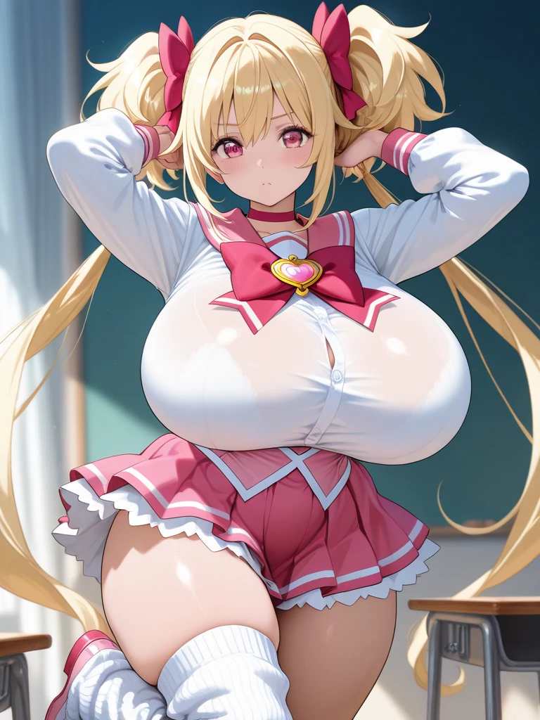 masterpiece, (top-quality), 1womanl,1girl in,1 boy,,kawakami_mai, blonde hair, length hair, side poneyTail, a purple eye, Sweater Vest, 校服, skirt by the, large full breasts,bow ribbon, Hair ribbon, Mole under the eyes,Female sexy, embarrassed from,red blush, vivd colour,,natural soft light,RTX, , Beautiful fece, (详细的脸:1.2), showcase, (perfect eyes:1.1) ,(Photorealsitic:1.1), 8K UHD, Look at viewers, outside of house, simple background、huge tit(Breast Abundance)、Voluptuous buttocks and thighs、Constriction、sexual pose