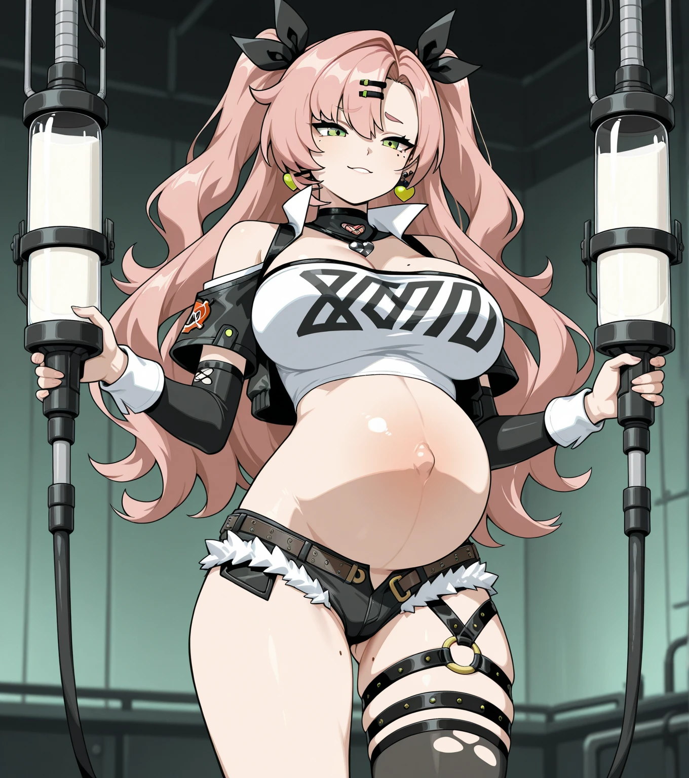 Femboy Astolfo, covered in transparent latex, showing his body, with a long erection, chubby