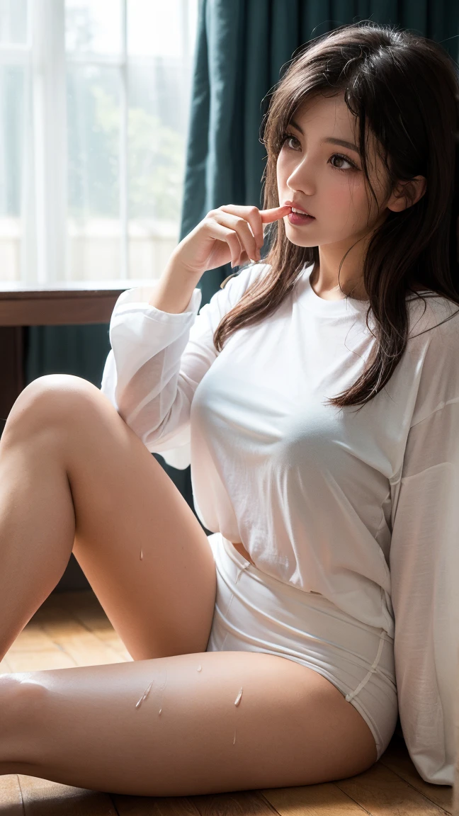 (8K、nffsw、Hi-Res)、((((a picture、Raw photography、Hyper-Realism、masterpiece、top-quality、超A high resolution))))、(Pin Light、Back lighting、Back lighting、ciinematic light)、foco nítido:1。4、(Hyper-detailing、finedetail)、cowboy shot、 1girl in、The best smile,Egg-shaped face、Big, Beautiful eyes like a cat、small and slightly plump lips,,,,,,,,,,,,、thick eyebrow、long and beautiful eyelashes。Transparent throughout makeup、Put a sparkling pink lip gloss on your cheeks.。(((Wavy dark brown medium hair)))。(((white shirt)))、Medium breasts、cleavage of the breast、25-years old、(Drooping eyes 1.5)、 Beauty、japanes、(((white panties)))、(8KRaw photography、top-quality、masuter piece:1.2)、ultra-detailliert、ultra res、(realisitic、realisitica picture:1.37)、portlate、高精細RAWカラーa picture、Professional Photography、highly detailed and beautiful、ighly detailed、8K画像Wallpapers of、amazing detailed、huge filesize、Official art、Highly detailed CG Unity 8KWallpapers of、highly detailed beautiful girl、ighly detailedな顔、ighly detailedな目、ighly detailedな肌、ighly detailedな指、highly detailed nose、ighly detailedな詳細な口、Perfect Anatomy、细致背景、Cute s、realisiticな体つき、de pele branca、glistning skin、Handsome body、kawaii、kawaii faces、Lifelike face、Delicate eyes、Looking at the camera、front facing、thick thight、(Highly detailed white skin)、Tecateca、Excited face、Muchimuchi、(looking at from the front:1.2)、(japanesのOL:1.2)、(knee:1.3)、(((Lift the skirt、Lift the skirt with both hands,、Lift the skirt yourself、I can see the white panties)))、Dark Officeで、((squat exercise:1.3))、((low angle shot:1.2))、(((I'm wearing high heels)))、(((Dark Office)))、