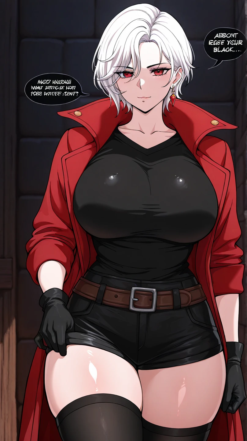 a woman in a suit without underwear holding a piece of food, misato katsuragi, anko mitsaragi from naruto, yayoi kasuma, anya from the spy x family, tanjiro kamado, oppai, cyberpunk oppai, gordon freeman as a woman, revealing clothes without underwear, visible breasts, visible nipples , visible ?????? breasts, inspired by Munakata Shiko