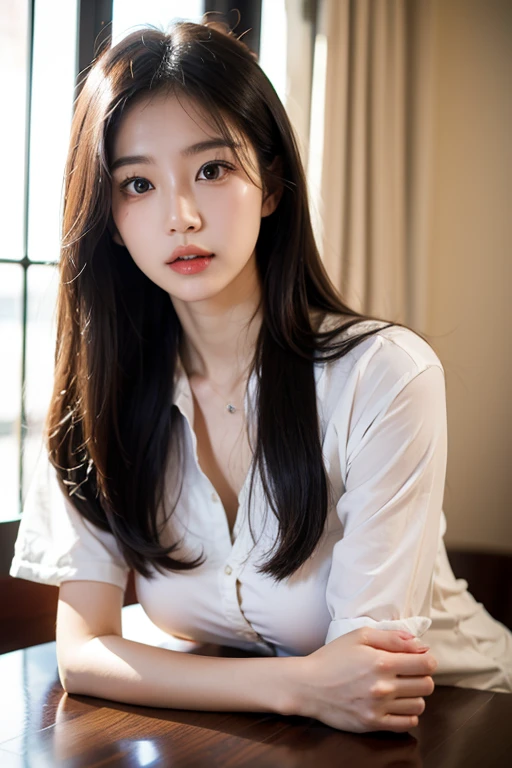 ulzzang -6500-v1.1, (Raw photo:1.2), (Photorealistic:1.4), Beautiful detailed girl, Very detailed eyes and face, Beautiful detailed eyes, Ridiculous, incredibly Ridiculous, Huge file size, super detailed, High resolution, Very detailed, Best Quality, masutepiece, Kemomimi, ((Silk Blouse;1.3)), Illustration, Very detailed, nffsw, unified, 8K Wallpaper, amazing, Fine details, masutepiece, Best Quality, Very detailed nffsw uniform 8K Wallpaper, Light on Face, Cinematic lighting, 1girl in, 16 years old, ((No panties)), ((Dynamic Pose))), (Camel toe), (half),  (knee-bending leg sitting)), nude, Naked, totally Naked, Nipple, Visible , ,
