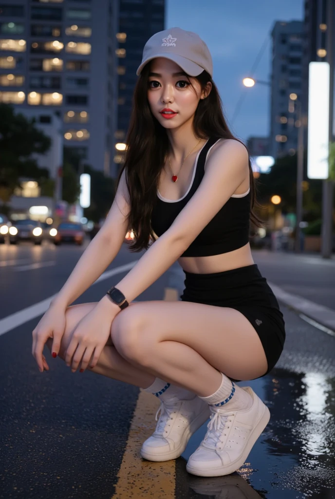 ​masterpiece、8K、32K、top-quality、(A detailed eye)、(A cute Japanese woman、bangss:1.3)、23years old、1 girl in、elegent、(race underwear:1.5)、(new york city:1.3)、Cheerful、(Voluptuous:1.2)、
