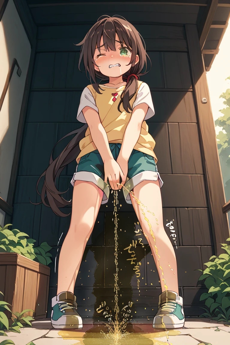 girl, bottomless, masterpiece, pee, peeing, pee on legs, pee puddle, urination, squirting, piss, pissing, piss puddle, pissy, wet