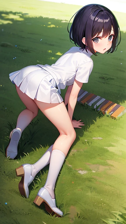 (Photorealistic:1.8, highest quality:1.8,8K masterpiece:1.8,High resolution,Mastepiece:1.8,RAW Photos,Cinematic lighting),No split screen、Woman playing tennis、Tennis Wear、No panties mini skirt、Angle from below、Parts close-up、
(Real skin texture:1.3)、(Short silver hair)、Woman's Costume(choker)、Crotch close-up、Spread the genitals、((Perfect female body))、Beautiful expression、Beautiful Face、Beautiful Eyes、Esbian all over、(Random Sexy Poses:1.3、thrust one's hips upward、Stick your hips out to the camera:2.3)、cameltoe、(Immersive atmosphere、Chiaroscuro:1.5、Bright light:1.2、Bright lighting)、Realistic:1.3、Long Shot、The woman is naked、woman is nude、Adult video shoot、(smile:1.4)