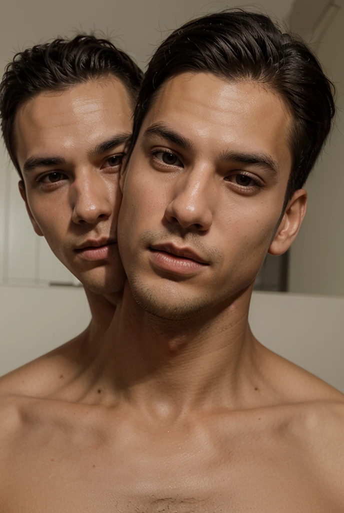 TWO shirtless men kissing