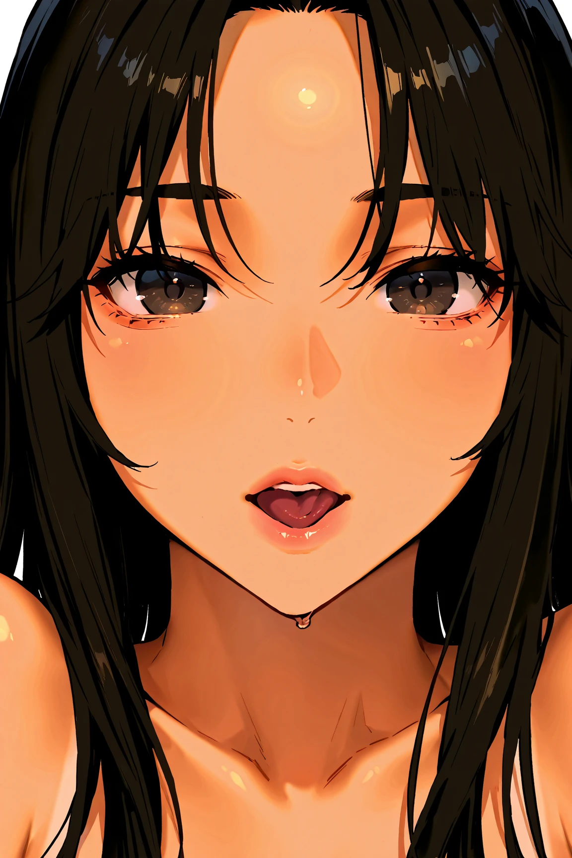 (masterpiece:1.3, Highest quality, Ultra-high resolution, Super detailed), (Realistic, photoRealistic:1.4), Beautiful illustrations, Perfect lighting, Natural light, Depth of written boundary, Beautiful detailed hair, Beautifully detailed face, Perfect Naked, Beautiful attention to detail, Beautiful clavicle, Beautiful body, Beautiful breasts, Beautiful thighs, Beautiful feet, Beautiful Hands, View your viewers, (Face Focus, Upper Body), 1 girl, high school girl, (Perfect Anatomy, Anatomically correct), Cute and symmetrical face, Baby Face, Perfect Face, Perfect Eyes, (Long Hair, Side Ponytail, Brown Hair), bangs, Golden Eyes, Slanted Eyes, Long eyelashes, (Large Breasts, juicy thighs, Attractive thighs), Sunburn, Glowing Skin, Purple Wrist Scrunchie, (Beautiful views), evening, (School classroom), (put your hands in your hair, Various sexy poses), (Cute smile, Upward glance, Lips parted),