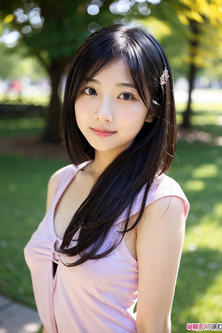(Best-quality, Masterpiece, Ultra-High-Resolution, (Photorealistic:1.4), Raw Photo, depth of field, professional lighting), (1girl, 12yo, Japanese-idol, innocent smile), ((extremely cute face), ((extremely cute big-black-eyes)), beautiful black-long-hair, beautiful thighs, long-eyelashes, most lips), (((extremely beautiful skins, extremely realistic skins)))