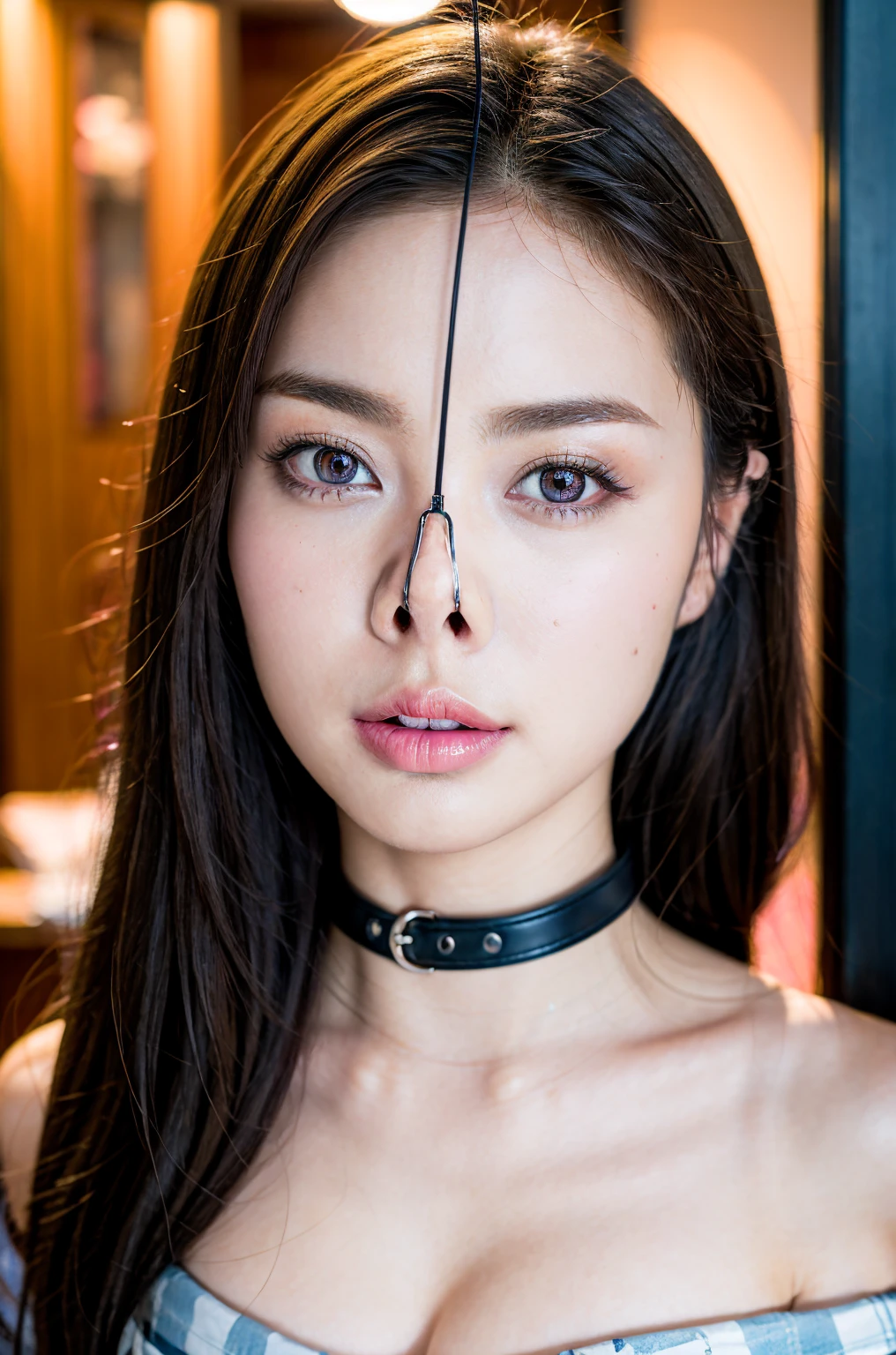 Fashion trendy beautiful and attractive woman, ,(Top quality realistic textured skin:1.4), fine eyes, detailed face, high quality eyes, focus the eyes clearly, nose and mouth,face focus, delicate and sexy clavicle, attractive oval face, double eyelid, Smart peach blossom eyes, pink lips, small nose, bare shoulders, focus on face, close up of face, ultra high resolution, Super detailed, full body photo, Ultra thin and transparent,cinematic lighting,rim light,((Blonde Hair Color))、Completely naked,(nsfw),(((全身Completely naked))),(((((nsfw))))),(((full body shot))),((shaved head))