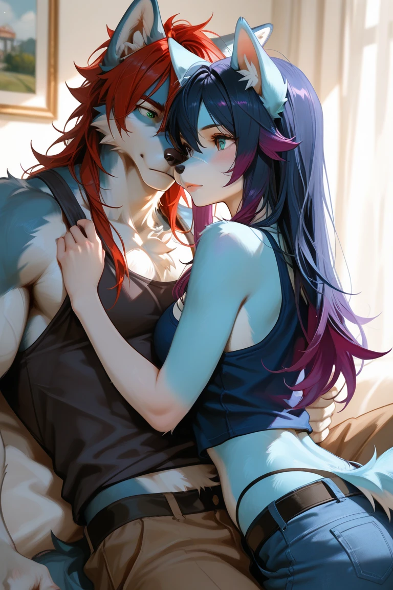 score_9, score_8_up, score_7_up, source_anime, 1boy, dominant white male, male, huge penis, enormous ligh skinned male penis, precum, smug, muscular light skinned male, sexy, nude, sitting on loveseat, indoors,  horny, big dick,twink, lean, twink boy, yumejoshi, femporn,  marceline, marceline abadeer, purple eyes, BREAK, ((1girl)), nami, couple, sex, doggystyle, pussy, vagina, female, female on male, Heterosexual, breasts
