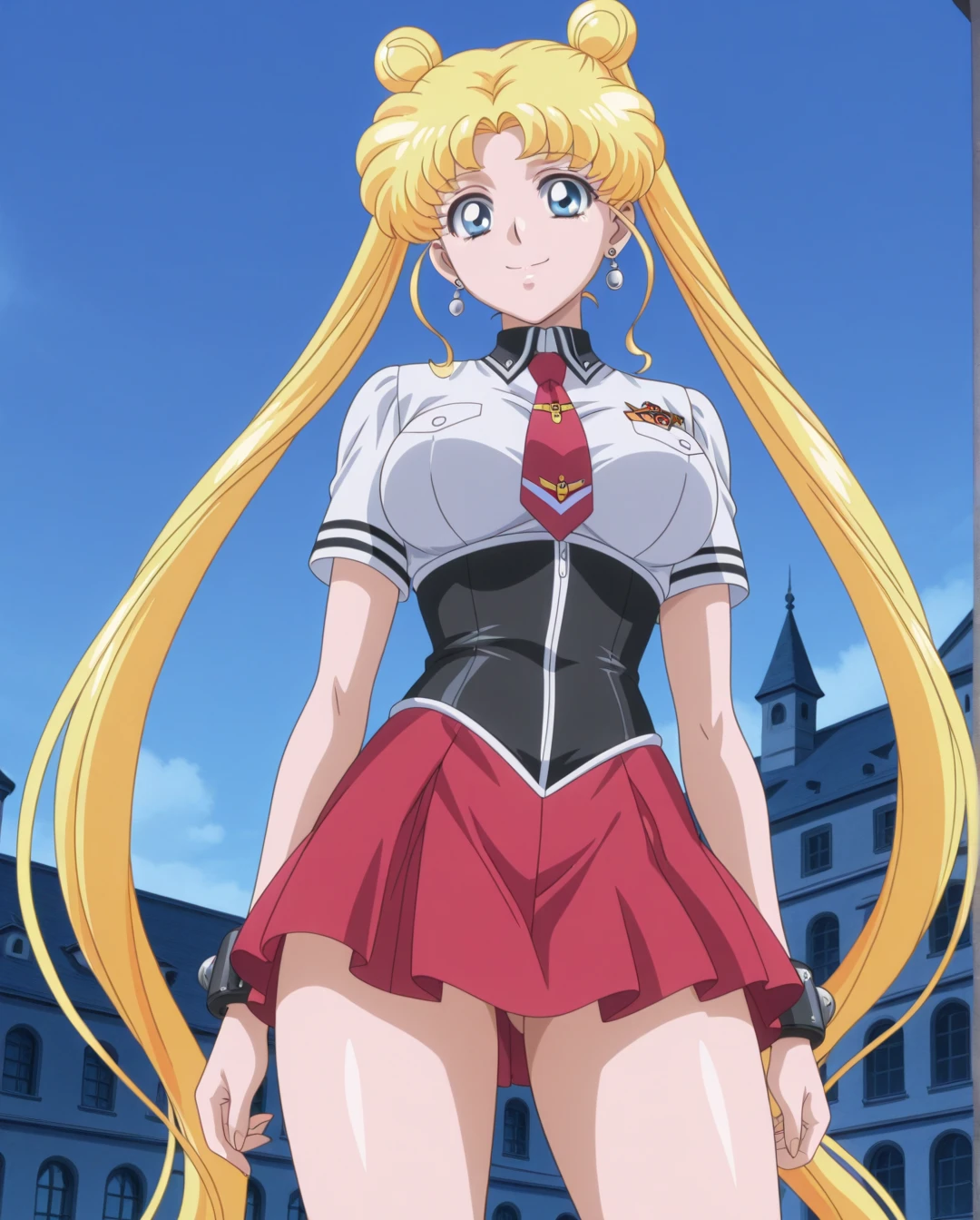alone, One girl, masterpiece, Highest quality, Very detailed, Cinema Lighting, Exquisite detail, High resolution, Official Art, Fine and beautiful m, High resolutionのイラスト, 8K, Dark intense shadows, Exposure,tsukino usagi, Long twin tails, blonde, (White leotard:1.6), Full Body Shot, full moon