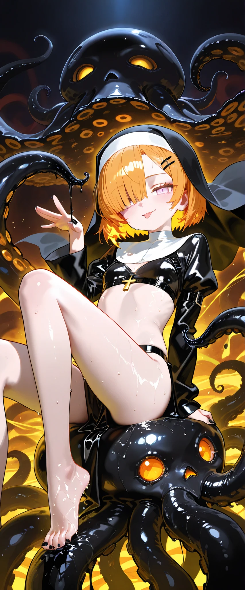 (Browsing Caution),(Highest quality),(8k),(The corners of the eyebrows are lowered),(Troubled eyebrows),Eyebrows lowered,The part that comes into contact with the lava catches fire and burns.,Flame-covered tentacles,Clothes on fire,Scream,scream, burned with lava,(Black smoke coming from the vaginas all over the body,burningの触手,膣内に触手を挿入されHumiliationされる1人の少女,Red-hot lava tentacles,Tentacle insertion,In the vagina,Humiliation,Se tentacles,Lava fiedark,burning,indirect lighting,Flickering flames,Girl's body burned by lava,Scream,scream,