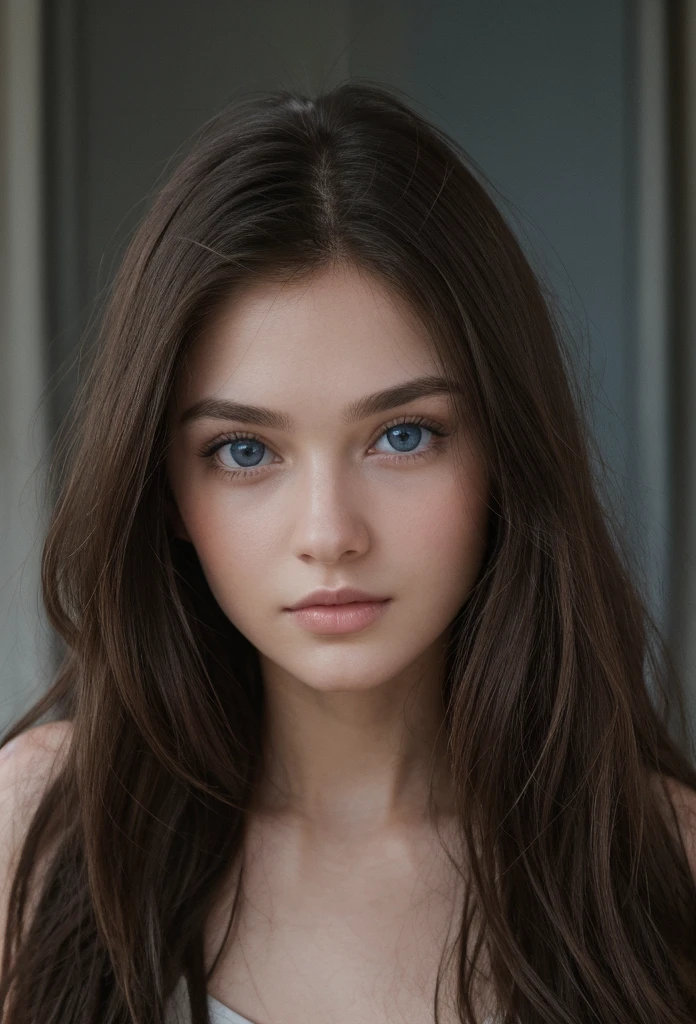 generate me the face of the most beautiful woman in the world, Russian, white skin, wavy brown hair, green eyes, full lips,