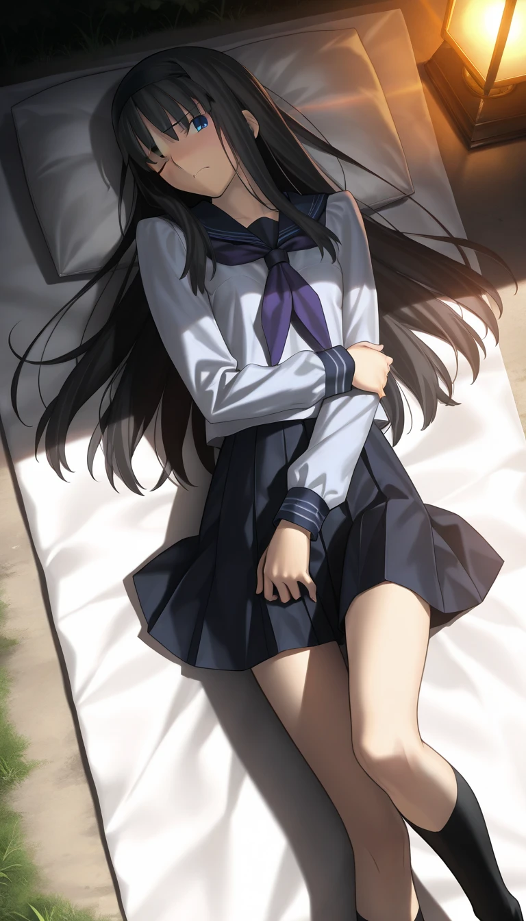 Underwear for two girls, Realistic panties made from patterned cotton fabric、Translucent slip、Skirt lining、Skirt flip、In the shadow of a dark tree、Put your hands on your crotch、tights、Peeking from below,Long dress