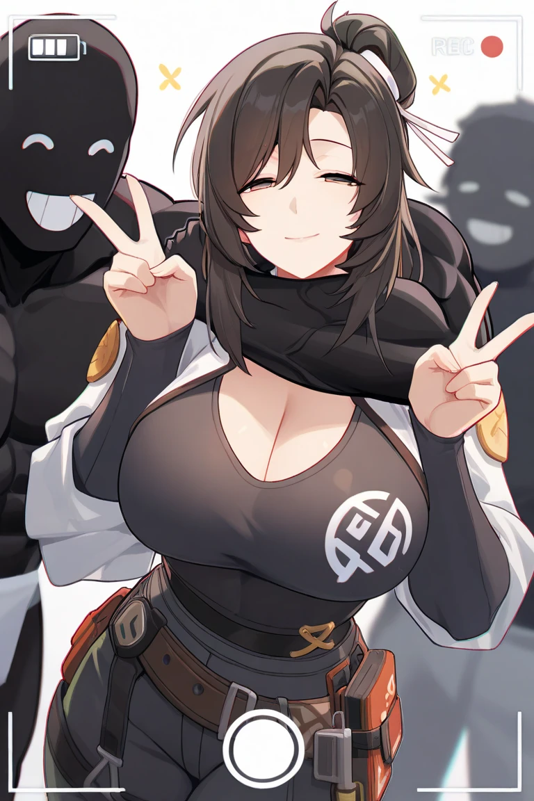 plague doctor, 1girl, solo, hood, mask, gloves, faceless, plague doctor mask, bandage, tabard, medieval, breasts, arms at sides, wide hips, exposed side thigh, embarrassed, heavy blush, blushing, thick thighs,  large breasts, exposed lower body, covering body with arms, ripped clothes, facing viewer, tears, surprised, shocked, covering breasts with arm, shaking, shaking effect, surprised effect, line blush, text, sweating