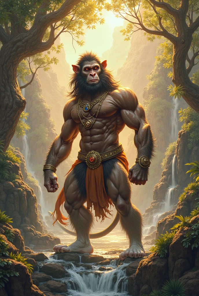 Hanuman with gym body in lake