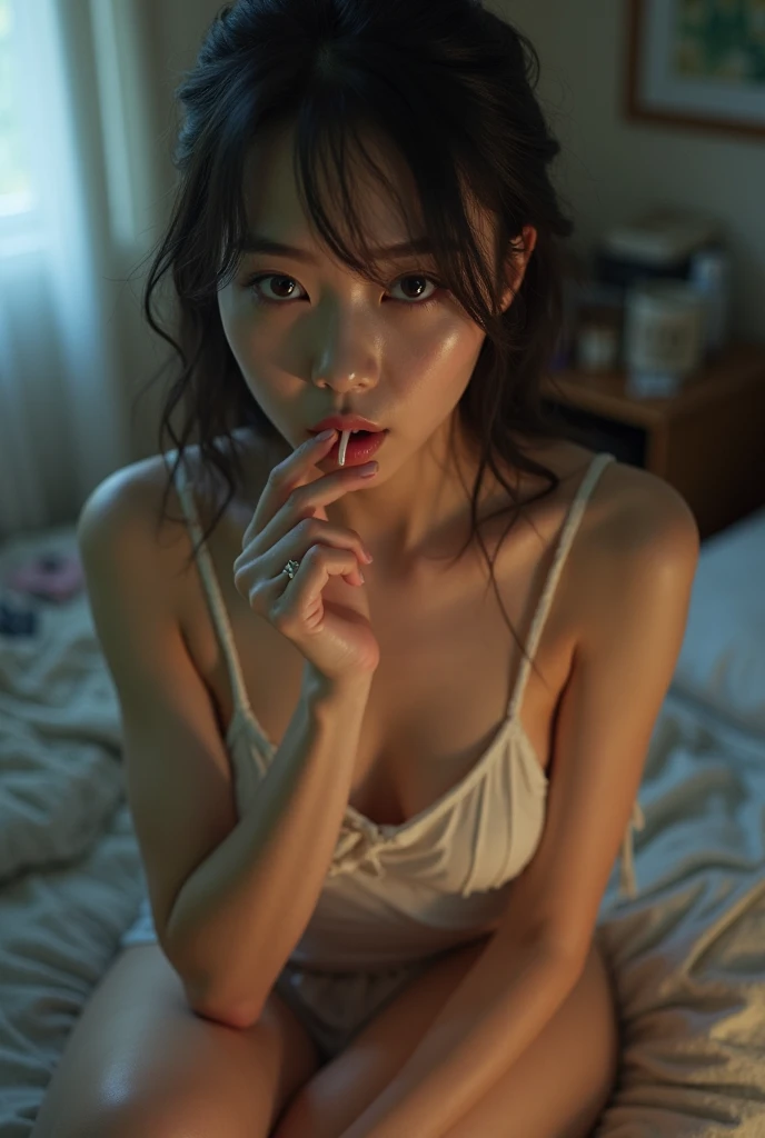 Japanese girl playing with vibrator