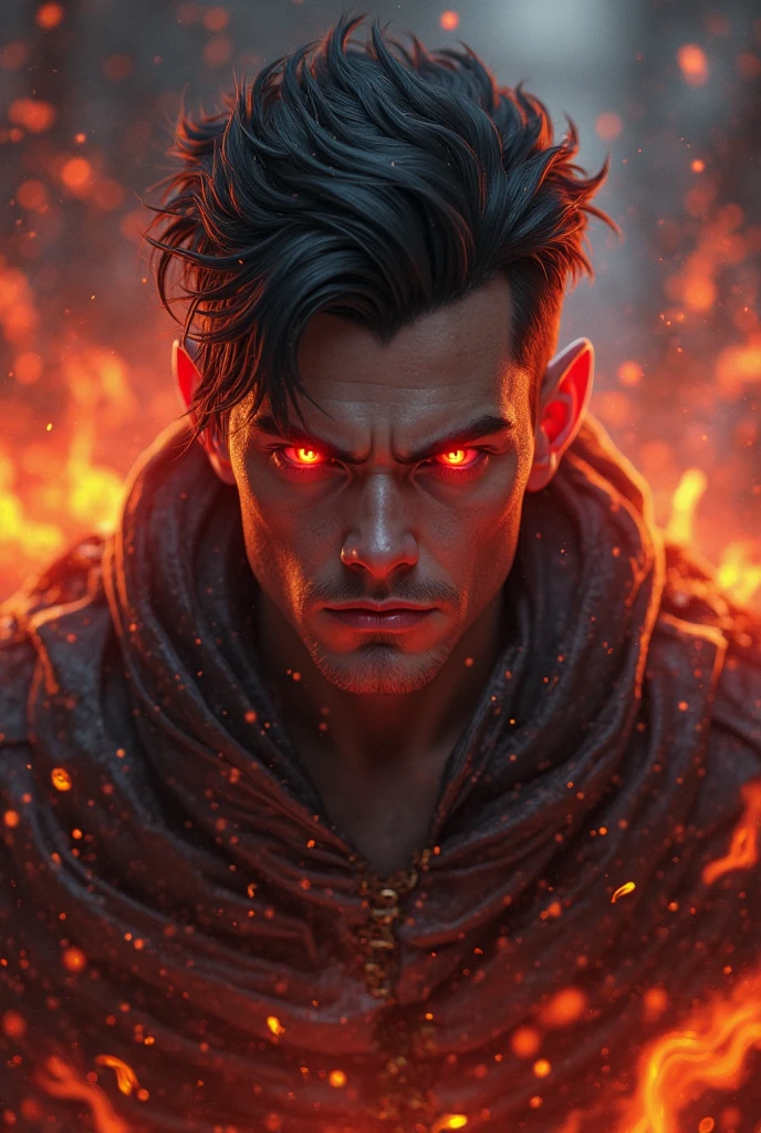 a male character on a neutral background with an extreme expression of anger with red eyes crying a black liquid --auto --s2