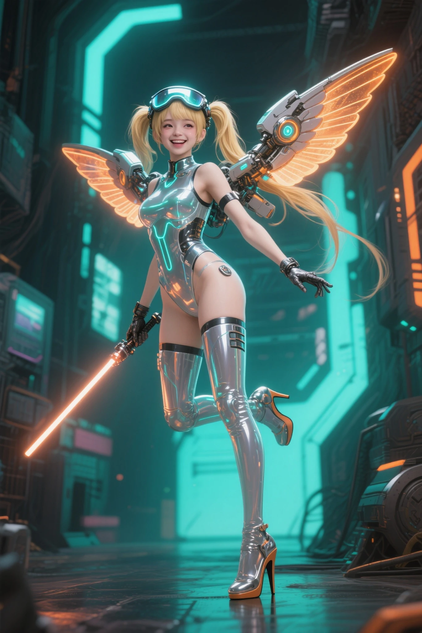 Cyberpunk Girl, Cyborg, beautiful, Cyberpunk Machine Portrait, (Realistic facial details), (Dynamic pose:1.4),