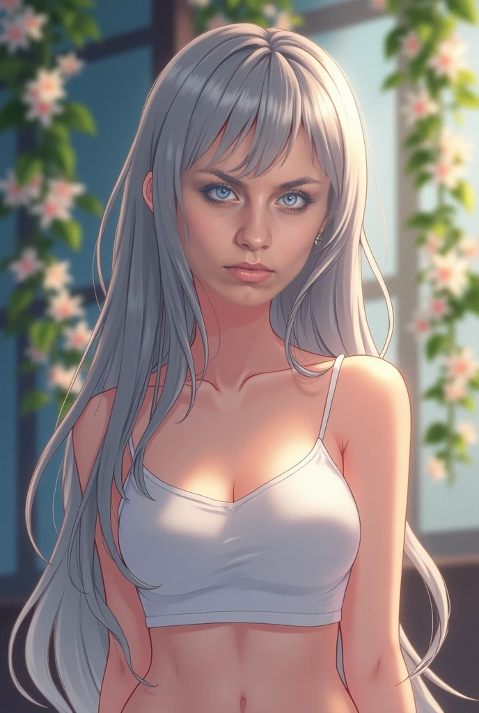 ur4ch4ndr, wearing white camisole, in a luxurious room ((wetclothes, wetty hair))