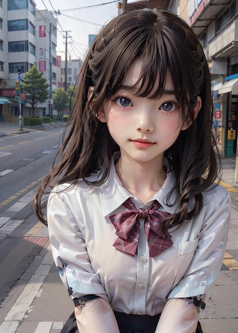 (best quality,masterpiece:1.2),1girl,solo,fair skin,8k,ultra high res,ultra detailed,best quality,(((((upper body))))),((looking at viewer)),(((perfect lighting))),(bright lighting),ultra high quality,ultra high res,(photorealistic),perfect anatomy,(bangs),(long hair),black hair,(((flat chest))),smile,((pure white background)),((flat background)),((simple background)),(((wide collared white shirtdress))),(puffy sleeves),ribbon trim,17yo girl,<lora:meari_v01-000009:0.9>,meari,((front face)),eyemake,(face to face),(((narrow waist))),long skirt,